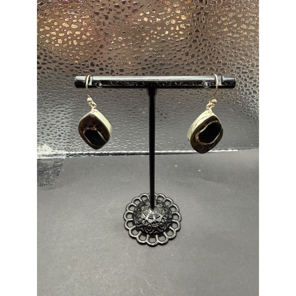 EUC Sterling Silver Jasper Dangle Earrings 925